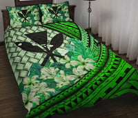 Kanaka Maoli (Hawaiian) - Quilt Bed Set Lauhala Polynesian Hibiscus Green - Polynesian Pride