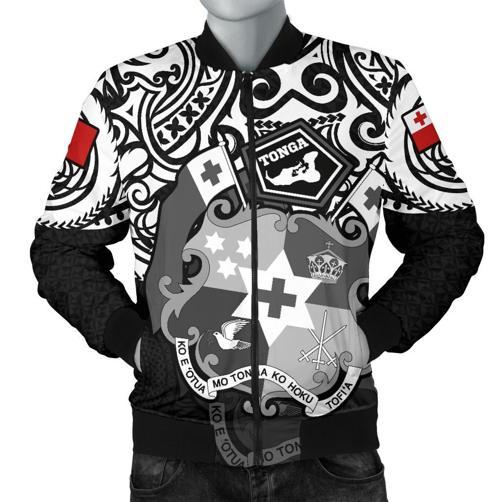 Tonga Polynesian Bomber Jacket (Men) - Tongan Pride (White) White - Polynesian Pride