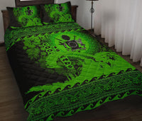 Cook Island Quilt Bed Sets Wave Green Black - Polynesian Pride