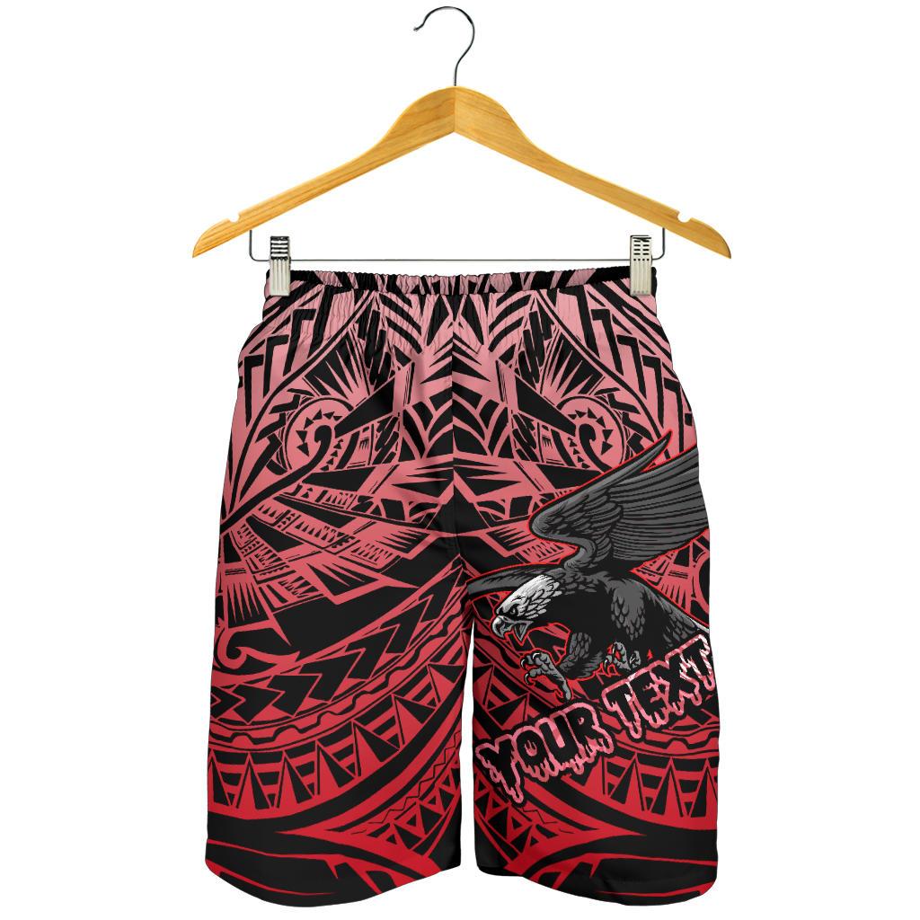 Samoa Polynesian Custom Personalised Men's Shorts - Eagle Tribal Pattern Red - Polynesian Pride