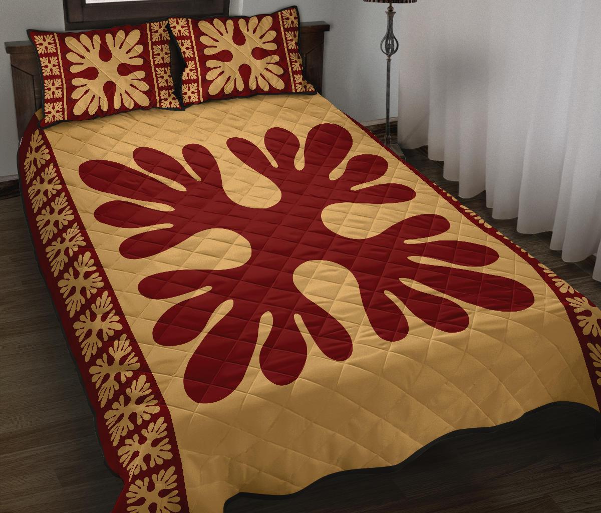 Hawaiian Quilt Pattern Beauty Quilt Bed Set - Polynesian Pride