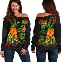 American Samoa Polynesian Off Shoulder Sweater - Legend of American Samoa (Reggae) - Polynesian Pride