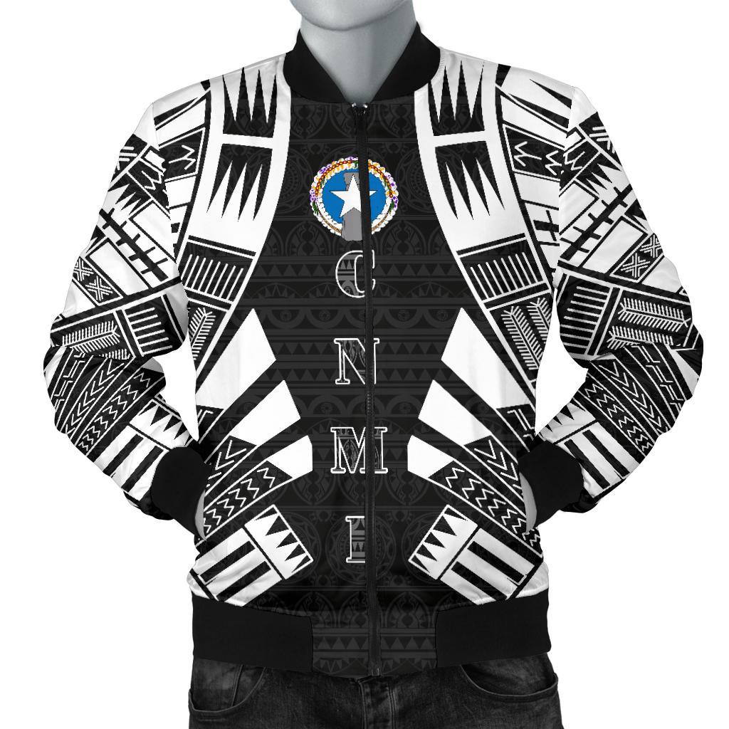 Northern Mariana Islands Men Bomber Jackets - Polynesian Tattoo Black Black - Polynesian Pride