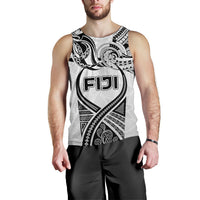 Fiji Rugby Men Tank Top Polynesian Waves Style White - Polynesian Pride