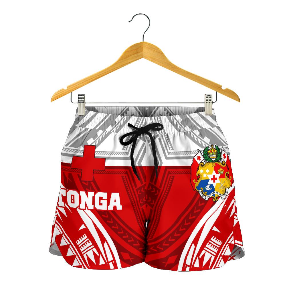 Tonga Polynesian Women's Shorts - Pattern With Seal Red Version - Polynesian Pride