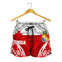 Tonga Polynesian Women's Shorts - Pattern With Seal Red Version - Polynesian Pride