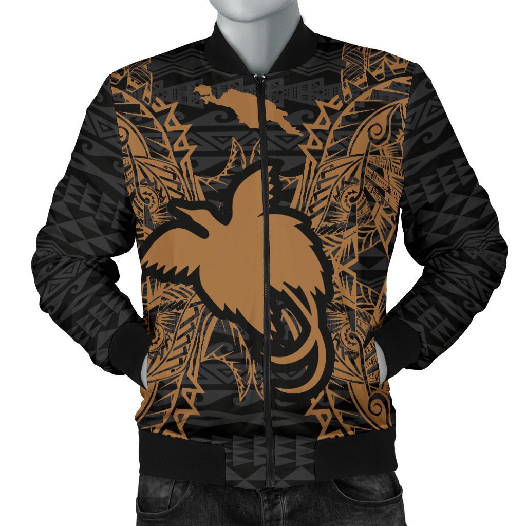 Papua New Guinea Polynesian Men's Bomber Jacket Map Gold Gold - Polynesian Pride