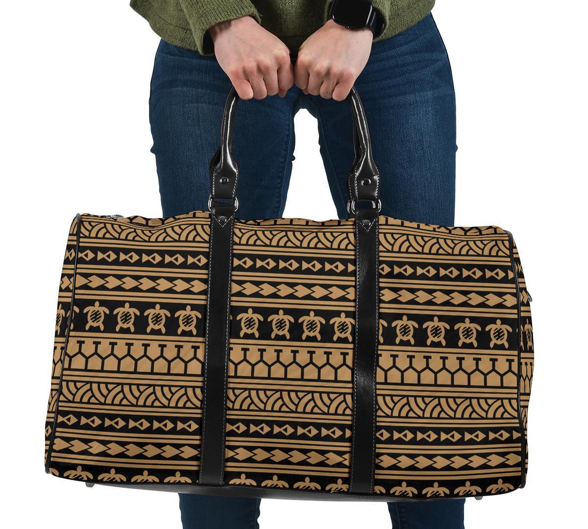 Polynesian Tattoo Tribal Gold Hawaii Travel Bag Travel Bag One size Gold - Polynesian Pride