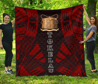 Tokelau Premium Quilt - Tokelau Coat Of Arms Polynesian Red Tattoo Red - Polynesian Pride