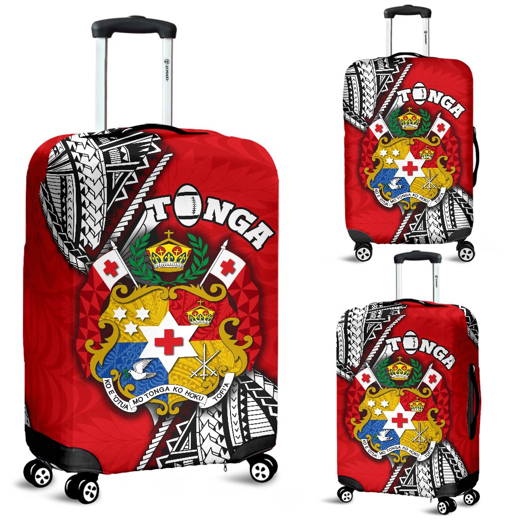 Tonga Rugby Luggage Covers Polynesian Style Pinwheel Red - Polynesian Pride