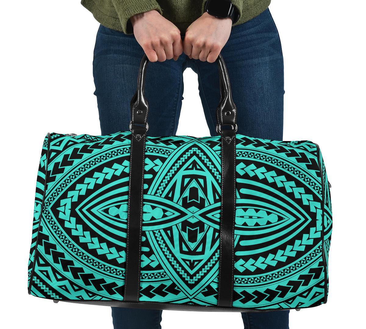 Polynesian Seamless Turquoise Hawaii Travel Bag Travel Bag One size Turquoise - Polynesian Pride