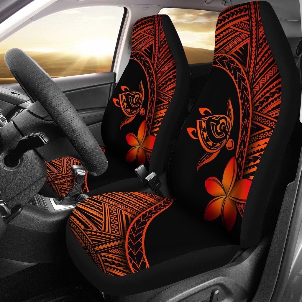 Hawaii Car Seat Covers - Hawaii Turtle Plumeria Orange - Polynesian Pride