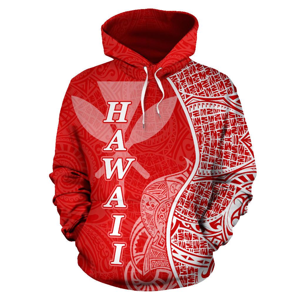 Polynesian Hawaii Hoodie Coconut Tree Red nd White - Polynesian Pride