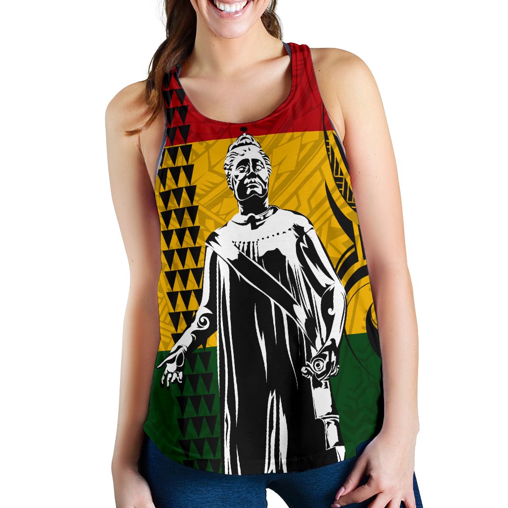 Hawaii Kanaka Flag Polynesian Queen Lili'uokalani Women's Racerback Tank - Polynesian Pride