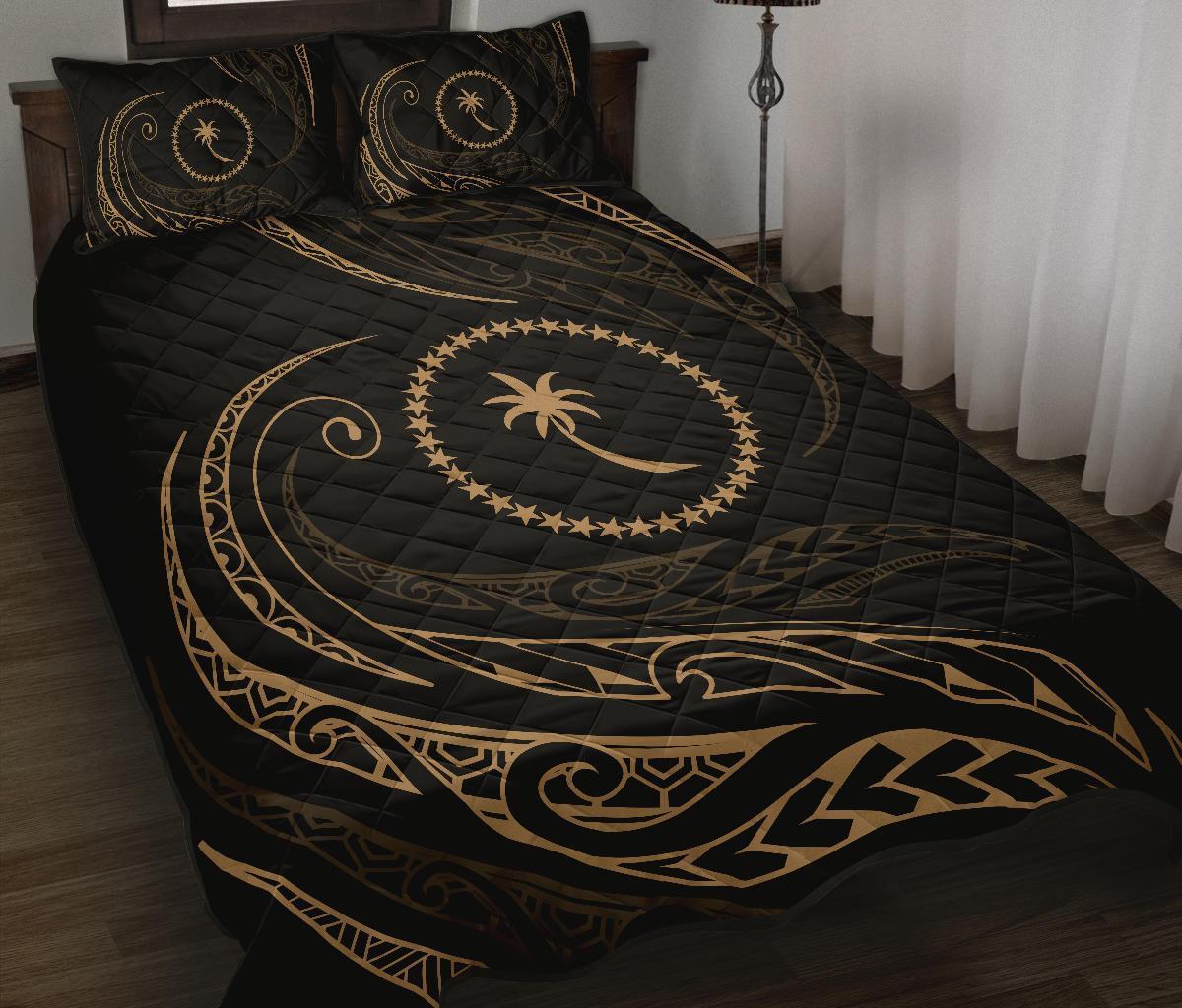 Chuuk Islands Quilt Bed Set - Gold - Frida Style - Polynesian Pride