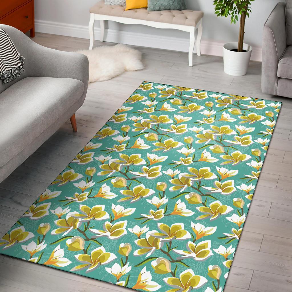 Tropical Plumeria Blue Rug Blue - Polynesian Pride