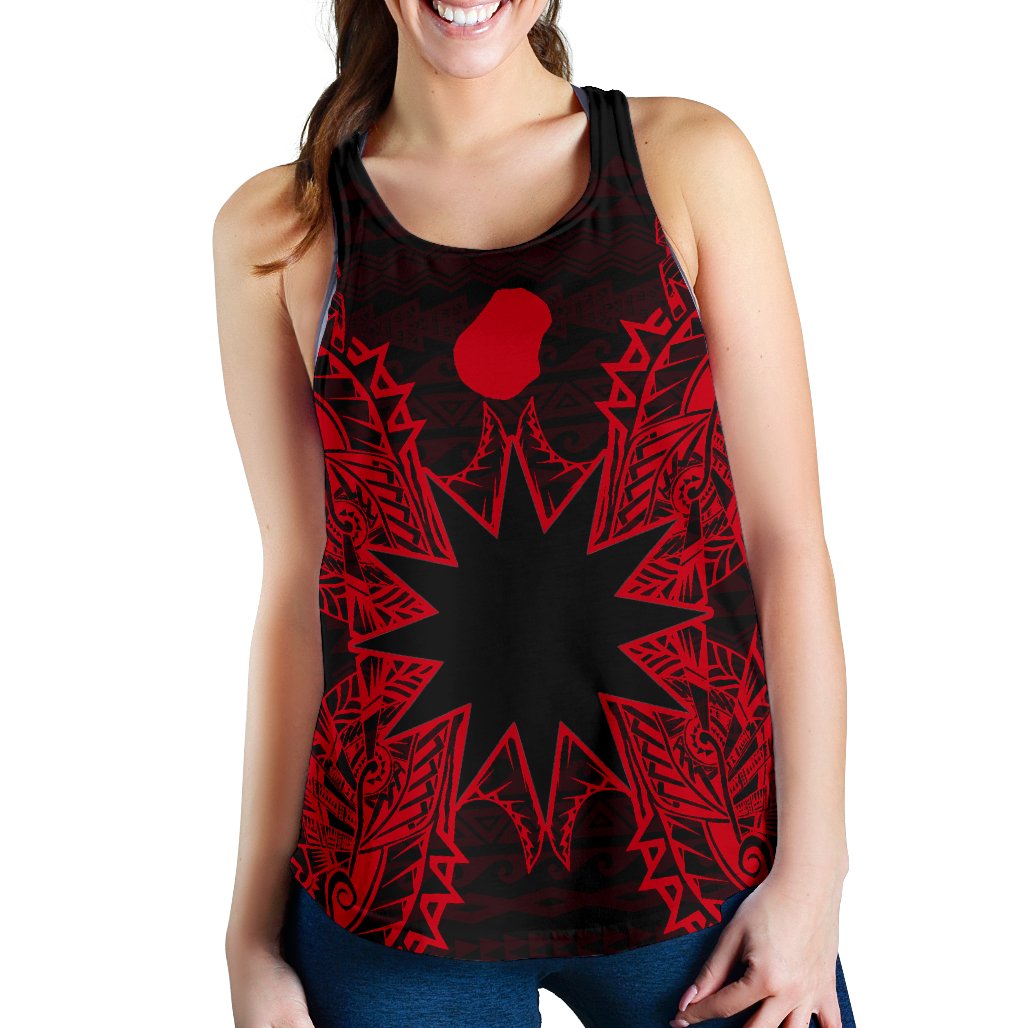 Nauru Polynesian Women Tank Top Map Red Red - Polynesian Pride
