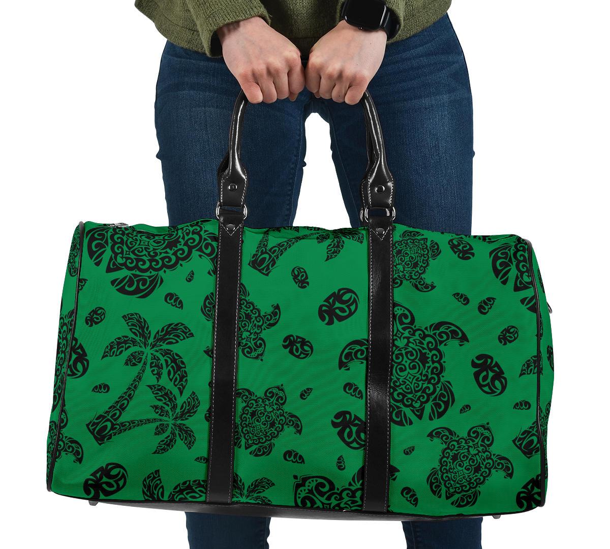 Polynesian Turtle Palm And Sea Pebbles Green Hawaii Travel Bag - Polynesian Pride