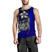 Polynesian Hawaii Men Tank Top Blue - Turtle with Hook - Polynesian Pride