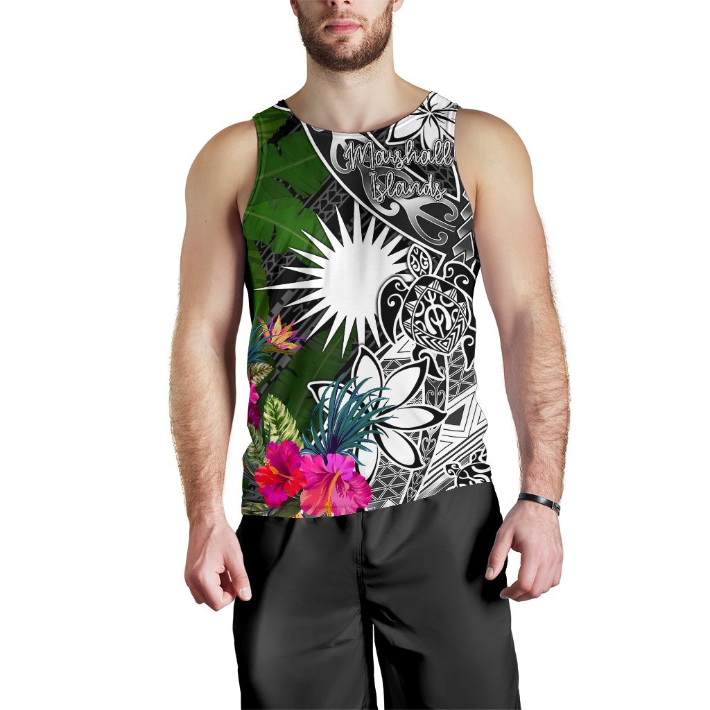 Marshall Islands Men Tank Top - Turtle Plumeria Banana Leaf - Polynesian Pride