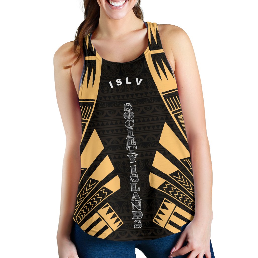 Society Islands Women Racerback Tank - Polynesian Tattoo Gold Gold - Polynesian Pride