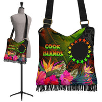 Cook Islands Polynesian Crossbody Boho Handbag - Hibiscus and Banana Leaves - Polynesian Pride