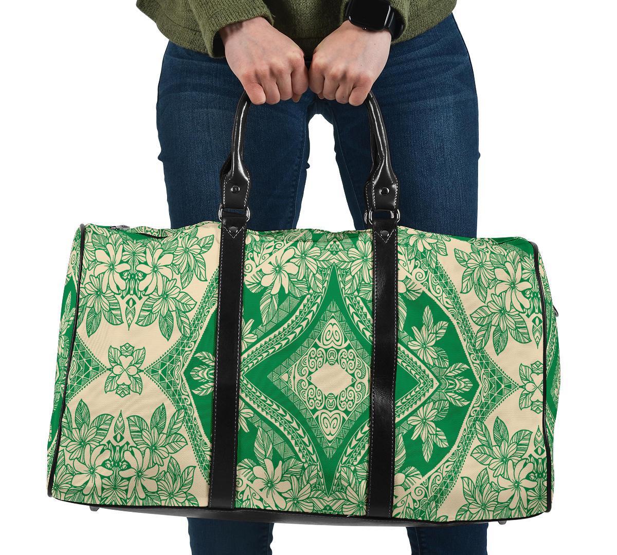 Polynesian Plumeria Mix Green Hawaii Travel Bag Travel Bag One size Green - Polynesian Pride
