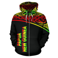 Papua New Guinea Polynesian All Over Zip up Hoodie Reggae Curve - Polynesian Pride