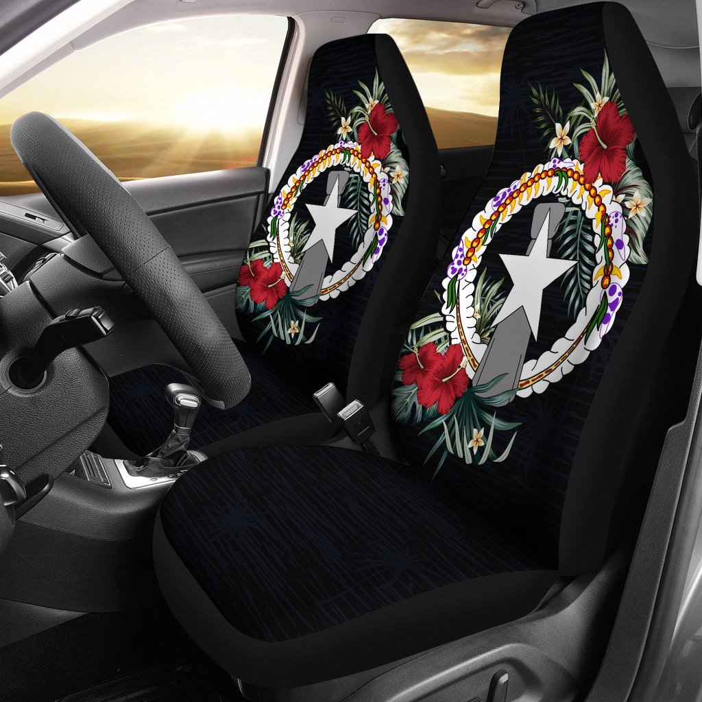 Northern Mariana Islands Car Seat Covers Northern Mariana Islands Flag Hibiscus - A02 - Polynesian Pride