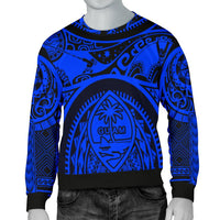 Polynesian Men's Sweaters - Guam Flag, Seal with Maui Moana Tattoo Unisex Blue - Polynesian Pride