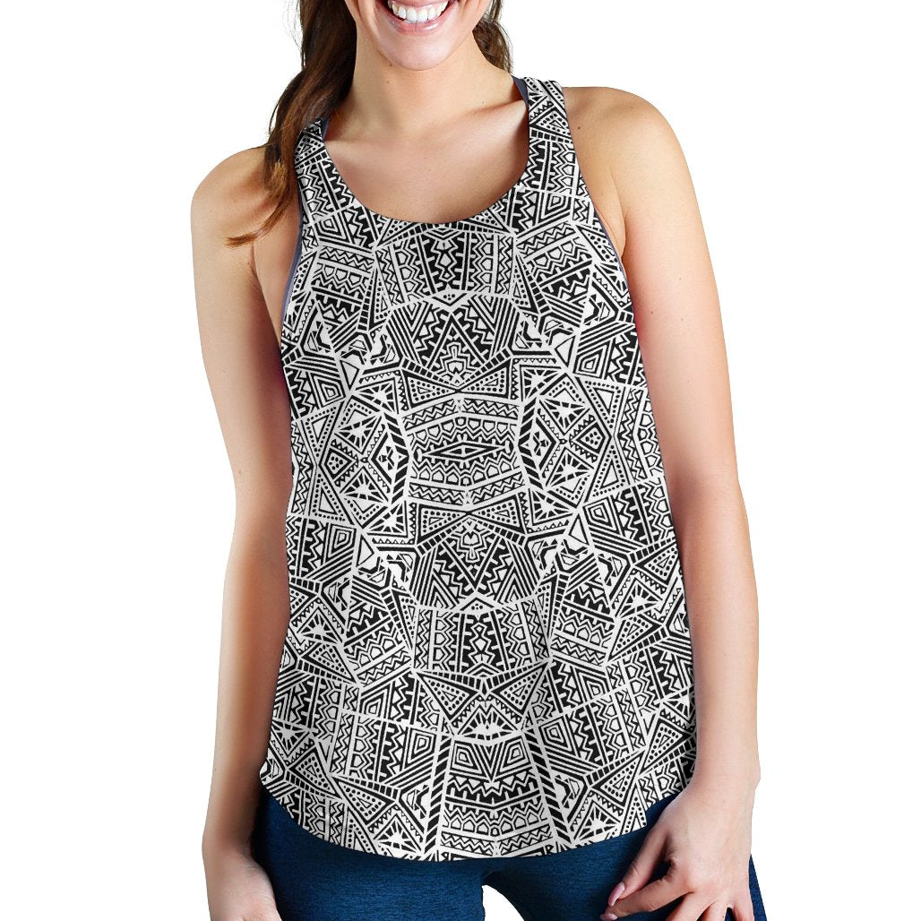 Polynesian Women's Racerback Tank White And Black - Polynesian Pride