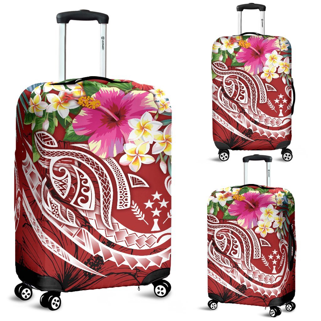 Kosrae Polynesian Luggage Covers - Summer Plumeria (Red) - Polynesian Pride