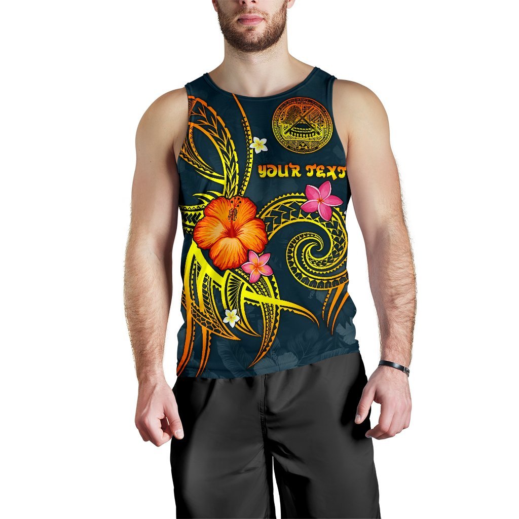 American Samoa Polynesian Personalised Men's Tank Top - Legend of American Samoa (Blue) - Polynesian Pride