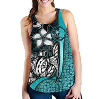 Chuuk Micronesia Women's Racerback Tank Turquoise - Turtle With Hook - Polynesian Pride