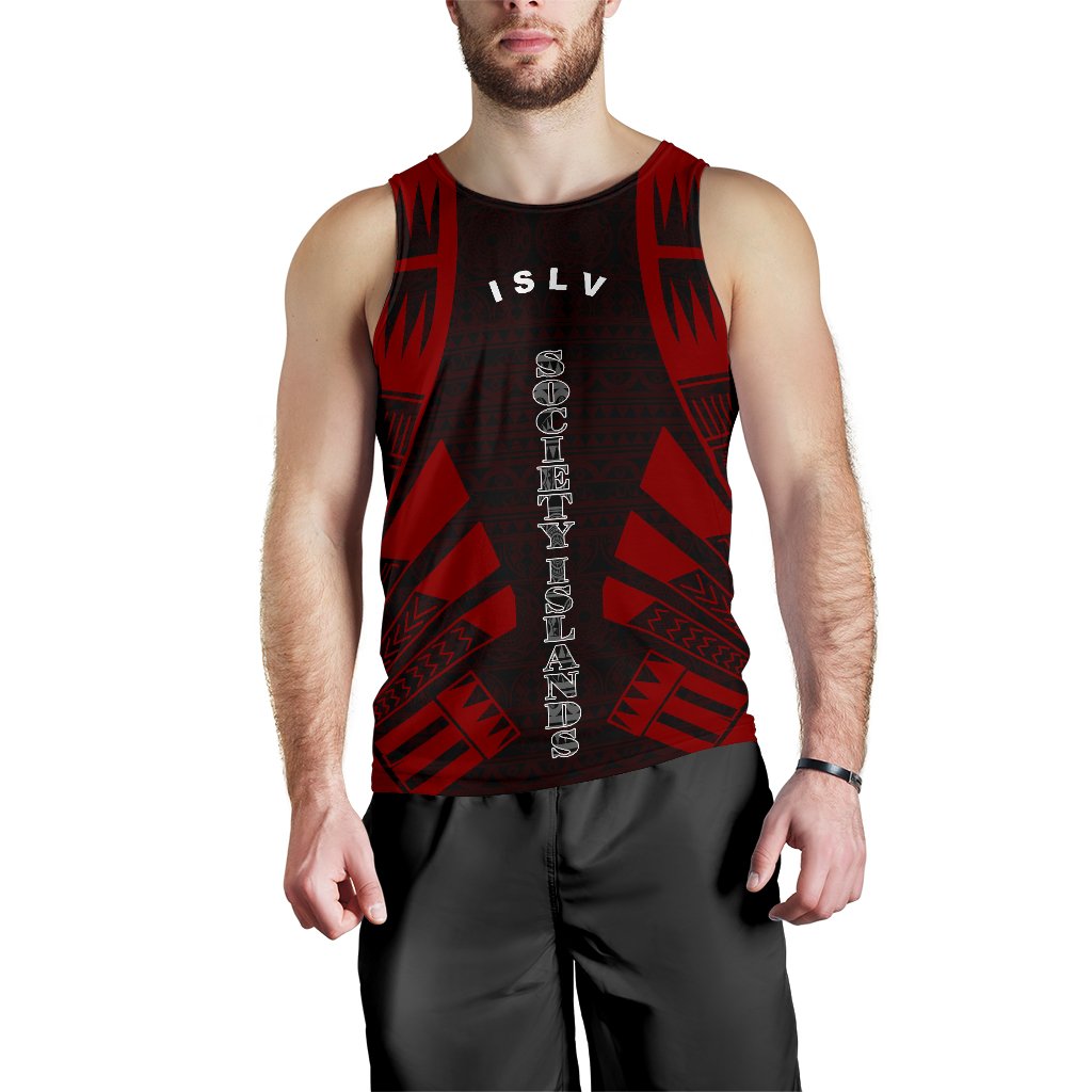 Society Islands Men Tank Top - Polynesian Tattoo Red Red - Polynesian Pride