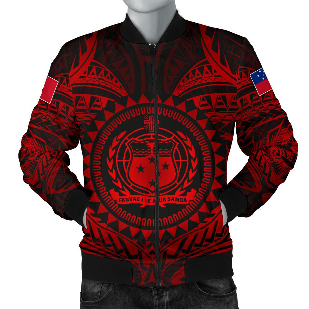 Samoa Polynesian Men's Bomber Jacket - Samoa Red Seal Red - Polynesian Pride