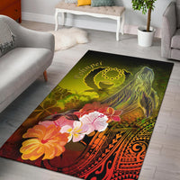 Pohnpei Area Rug - Humpback Whale with Tropical Flowers (Yellow) Yellow - Polynesian Pride