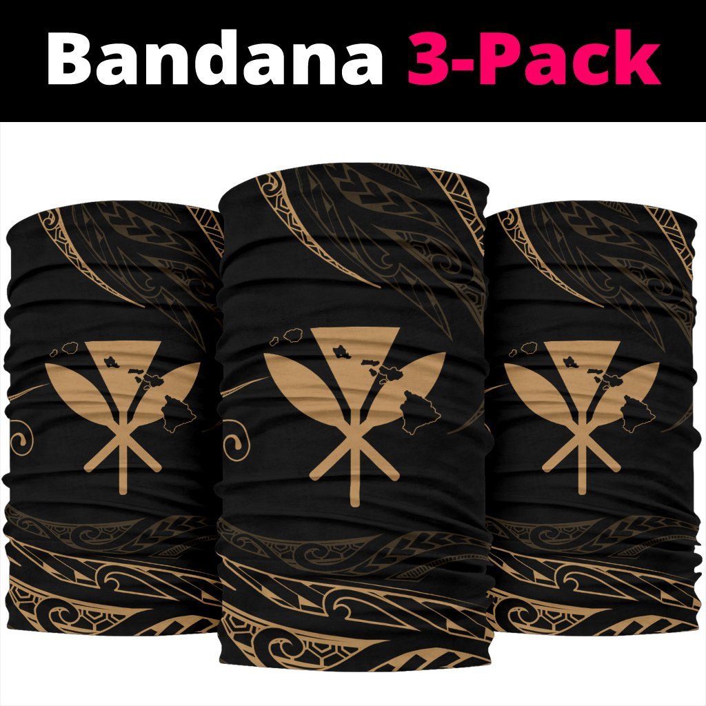 Hawaii Kanaka Map Polynesian Bandana 3 - Pack - Gold - Polynesian Pride