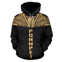 Pohnpei All Over Hoodie Gold Neck Style - Polynesian Pride