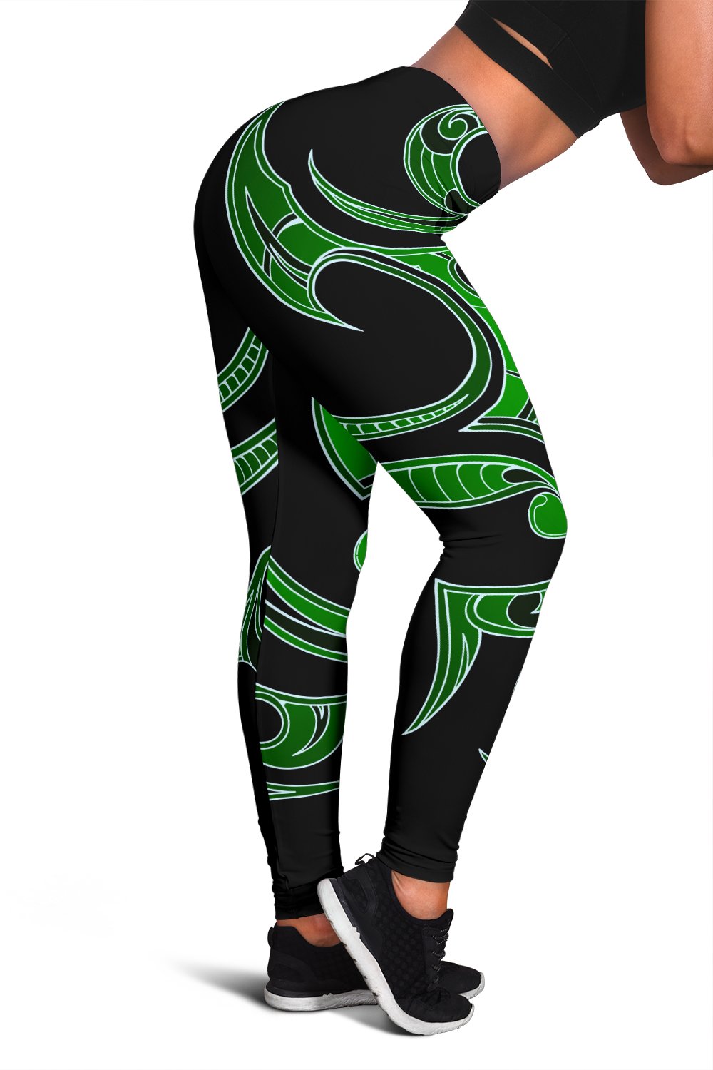Hawaii Tribal Polynesian Women's Leggings - Green - Juno Style - AH Green - Polynesian Pride