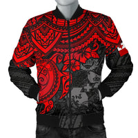 Tonga Polynesian Bomber Jacket (Men) - Red Turtle Red - Polynesian Pride