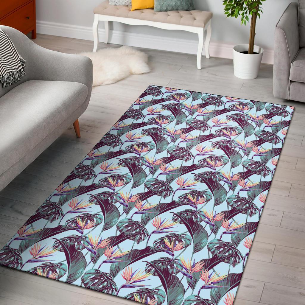 Tropical Monstera Leaf Rug Black - Polynesian Pride
