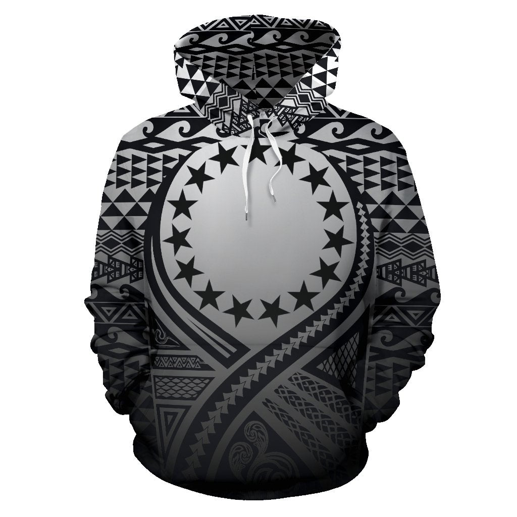 Cook Islands All Over Hoodie Lift up Black - Polynesian Pride