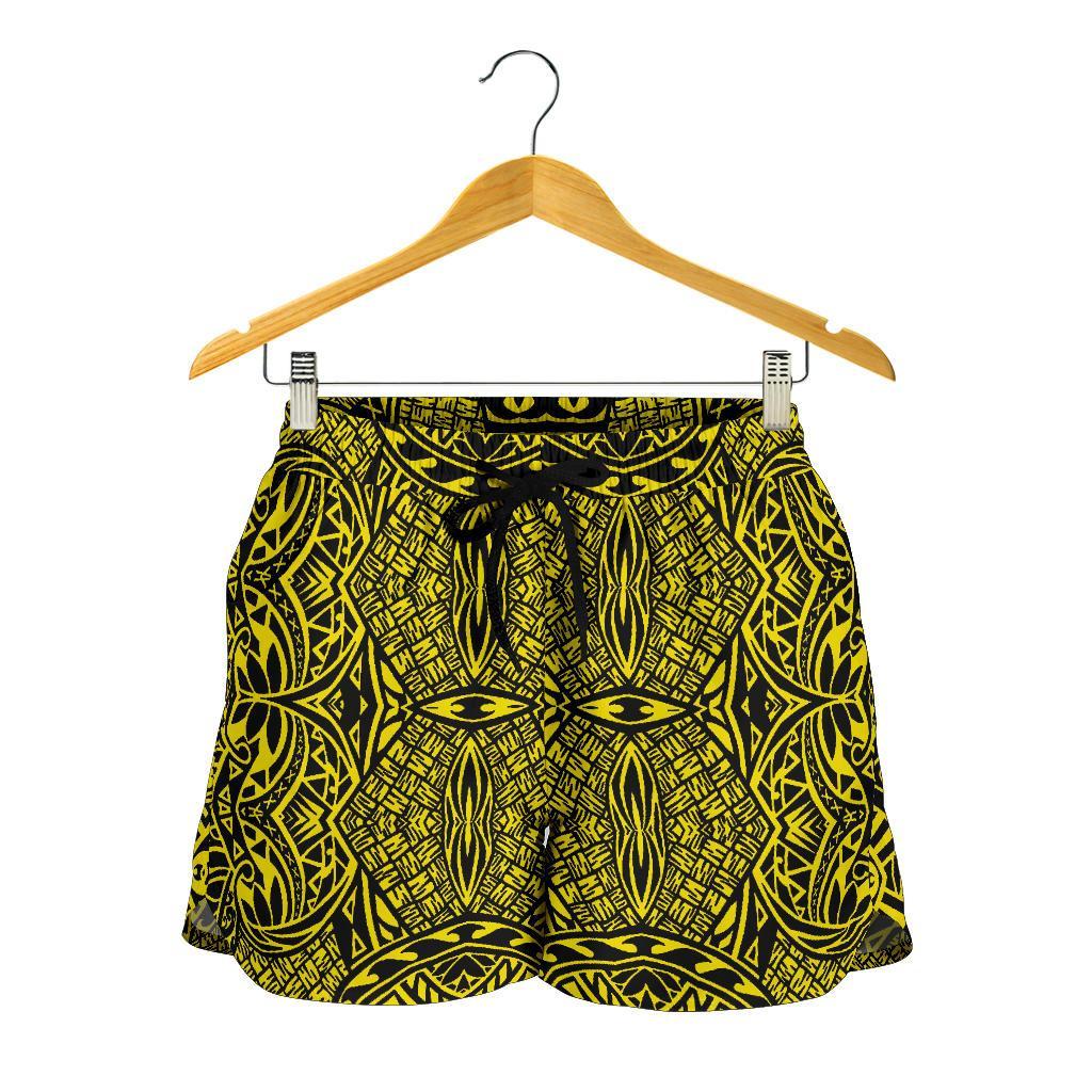 Polynesian Lauhala Mix Yellow Women's Short - Polynesian Pride