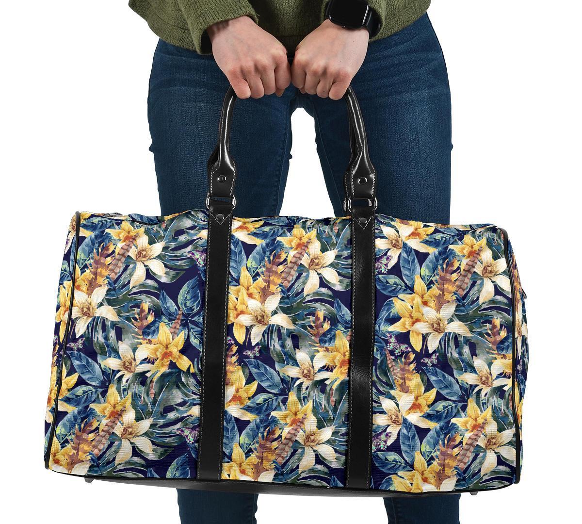 Vintage Floral Hawaii Travel Bag Travel Bag One size Black - Polynesian Pride