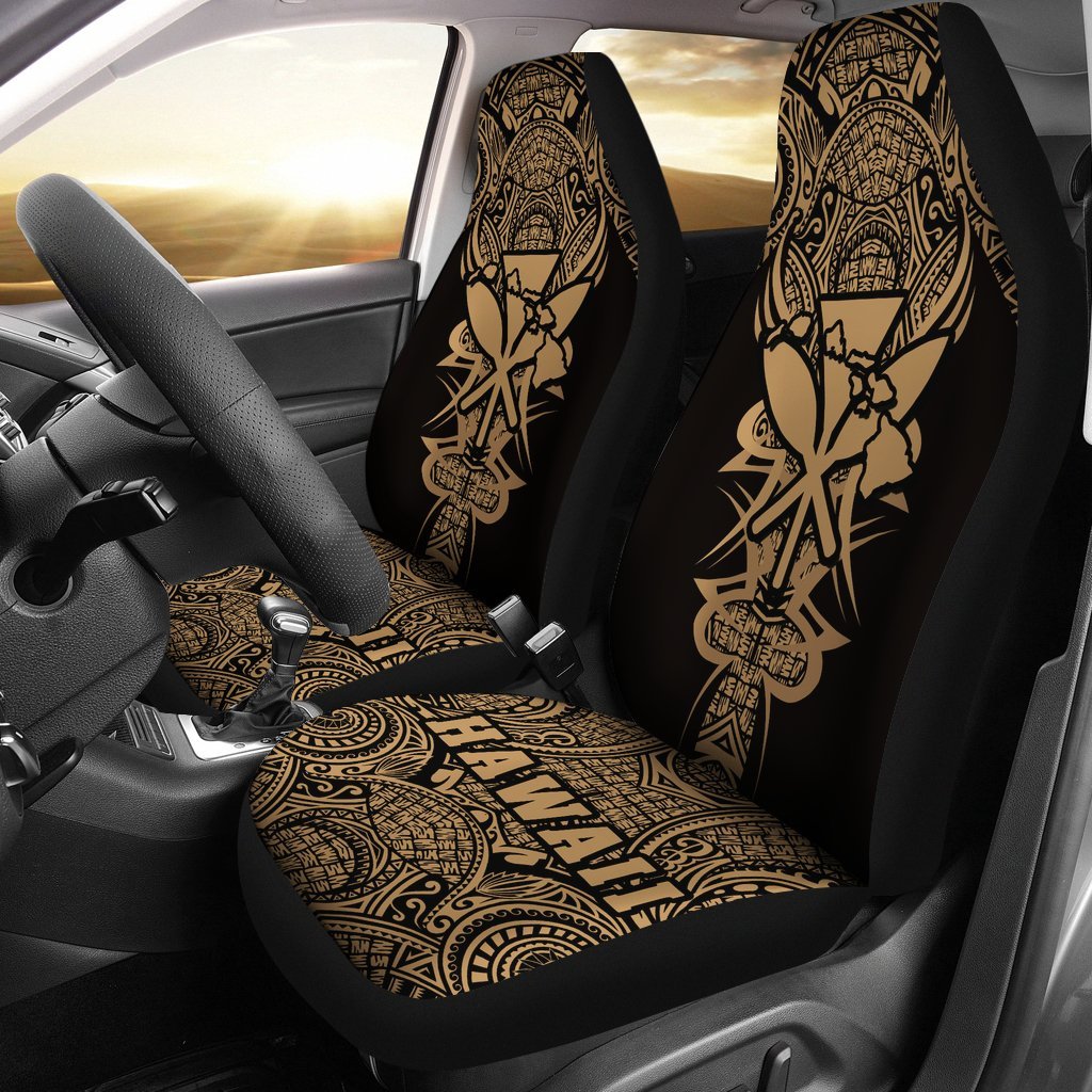 Kanaka Map Polynesian Car Seat Cover - Gold - Armor Style Universal Fit Gold - Polynesian Pride