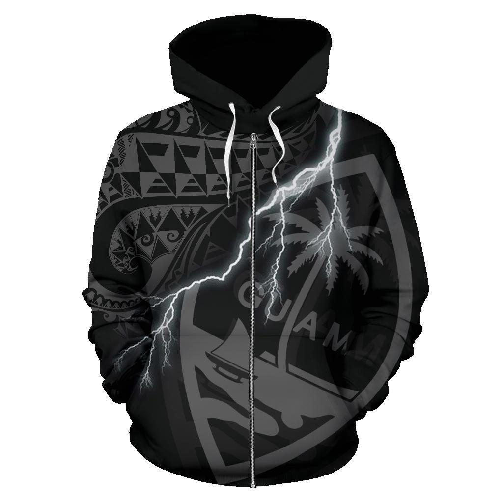 Guam Polynesian Zip up Hoodie Lighting Thunder - Polynesian Pride