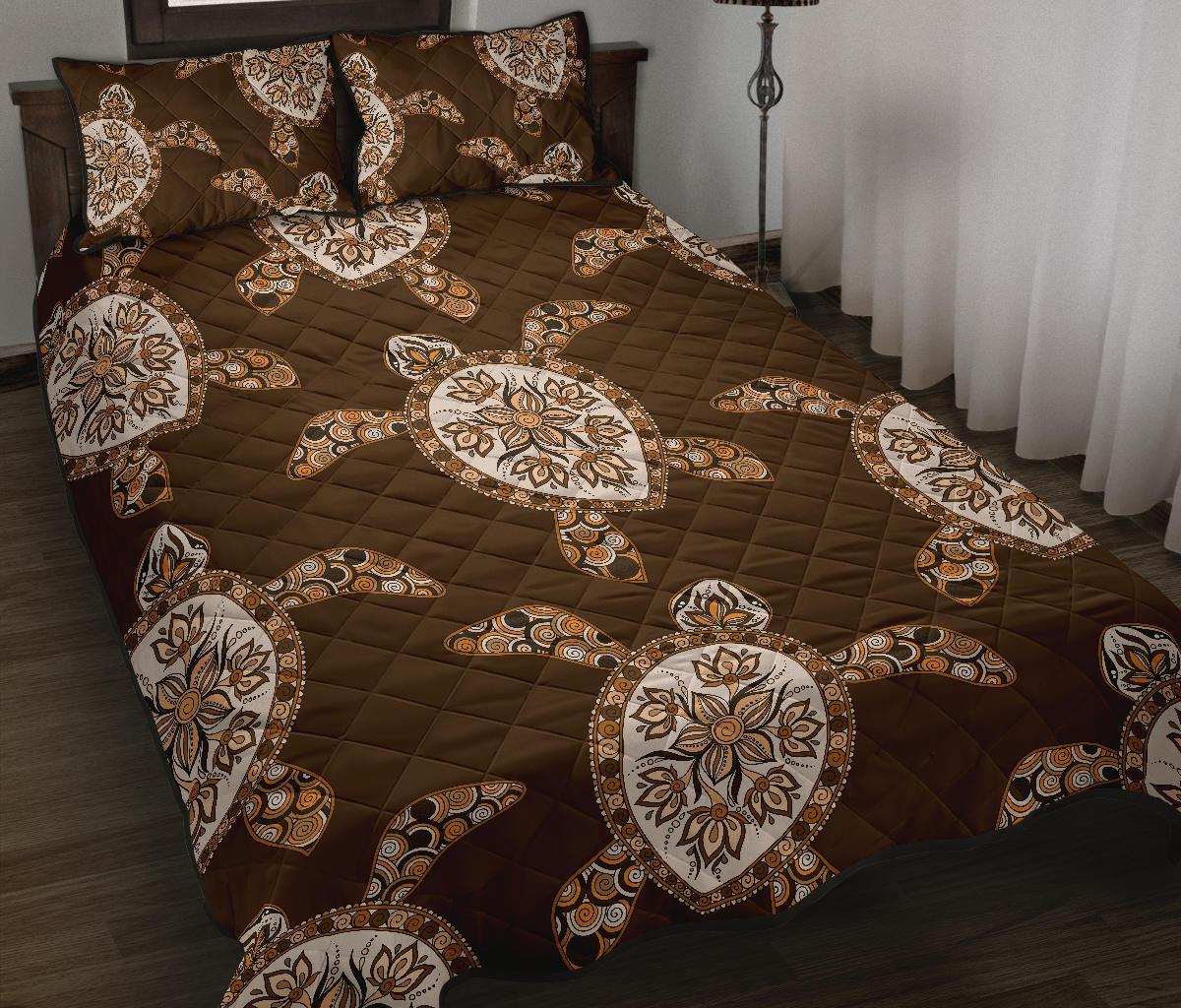 Brown Turtle Quilt Bed Set - Polynesian Pride