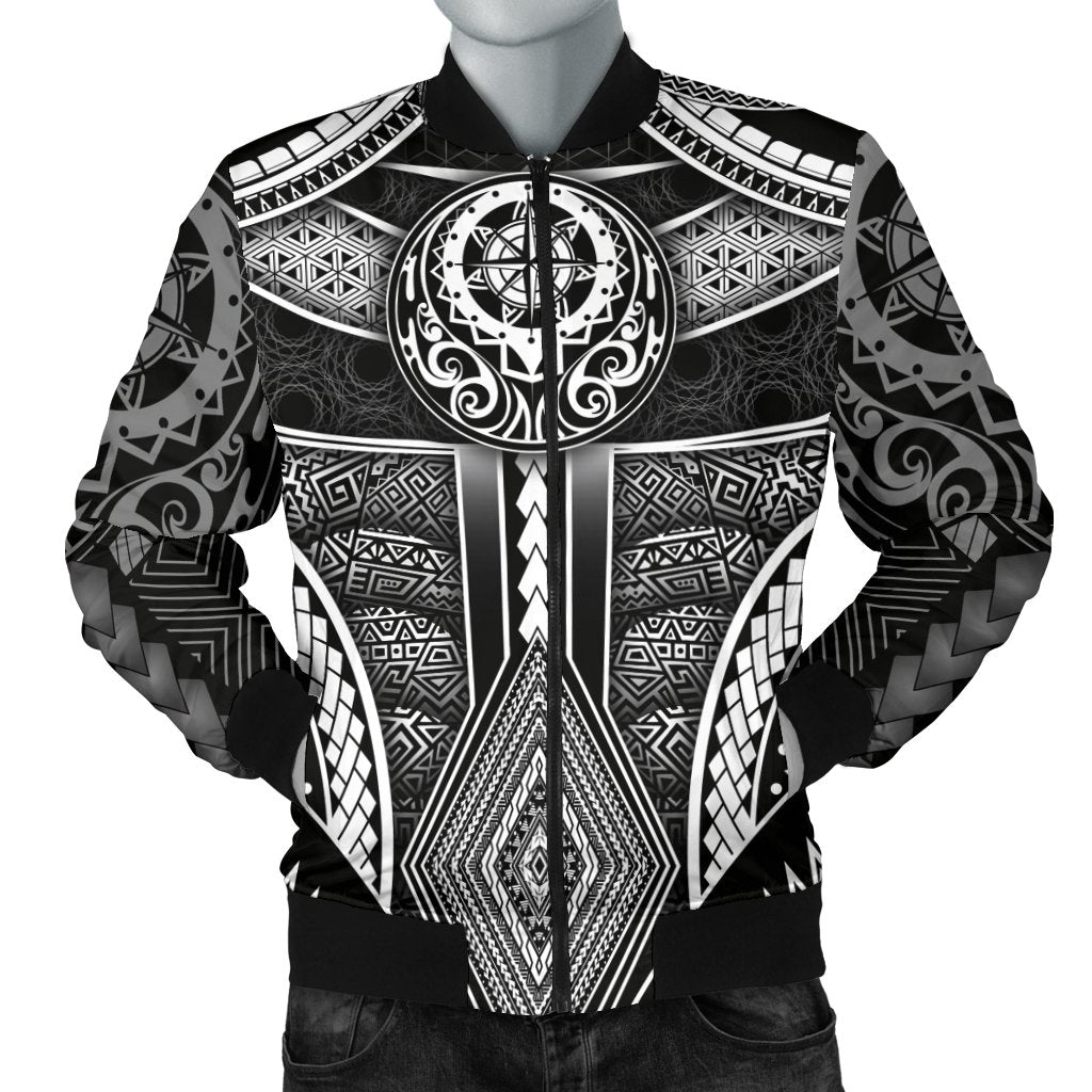 Polynesian Men's Bomber Jacket - Patterns Poly Unique Black - Polynesian Pride