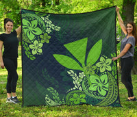Hawaii Premium Quilt - Green Kanaka Maoli Hibiscus Style Green - Polynesian Pride